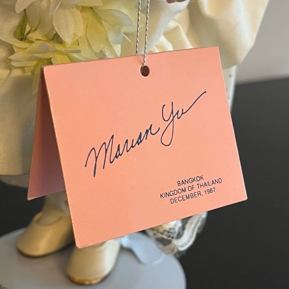 MYD Marian Yu Designs Bisque Porcelain Heirloom Doll Floral 1987 Vintage 15in - Picture 7 of 10